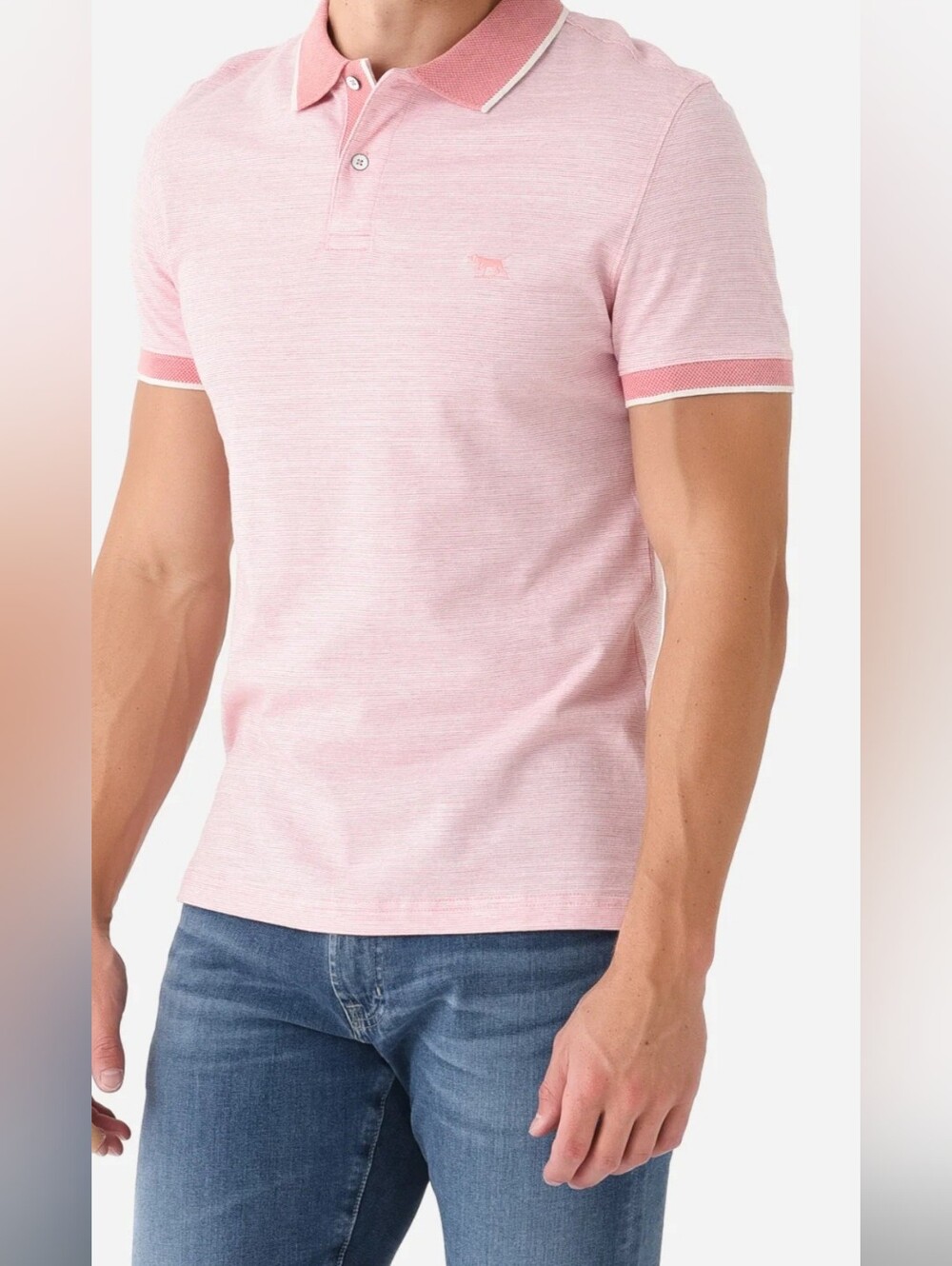 Rodd & Gunn Heathered Pink And Gray Polo